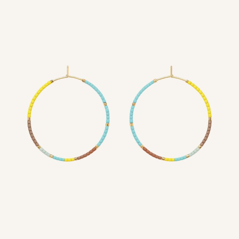 Pantala Kirei Beaded Hoops - Yellow / Blue