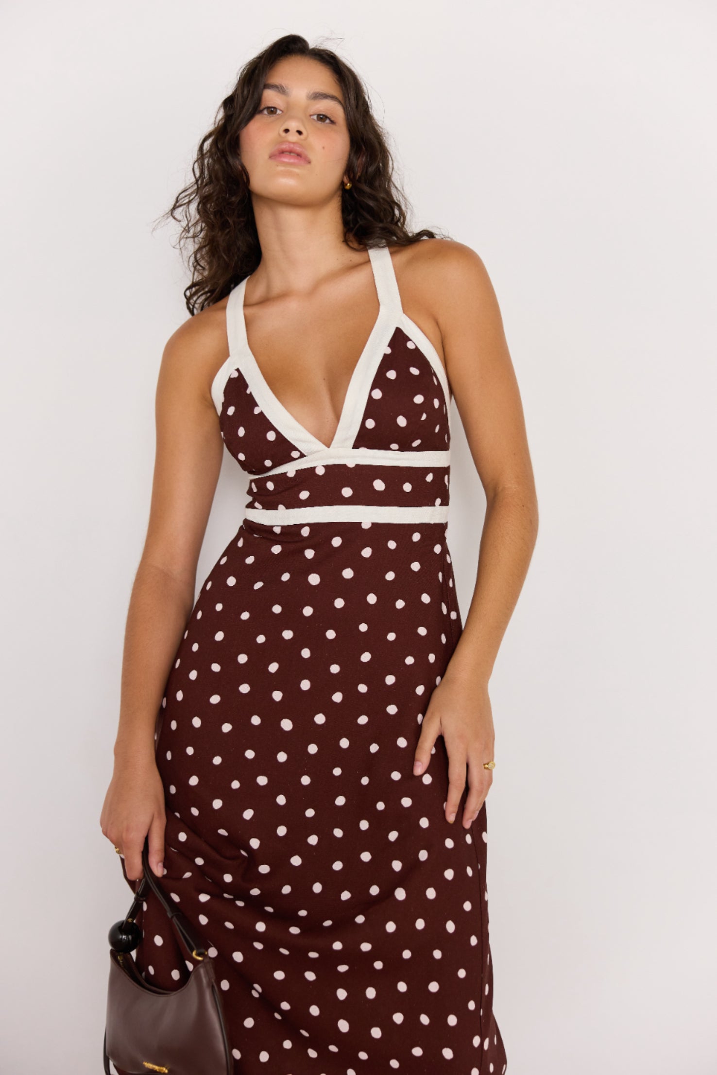 MINKPINK Cedar Cross Back Dress - Chocolate Spot