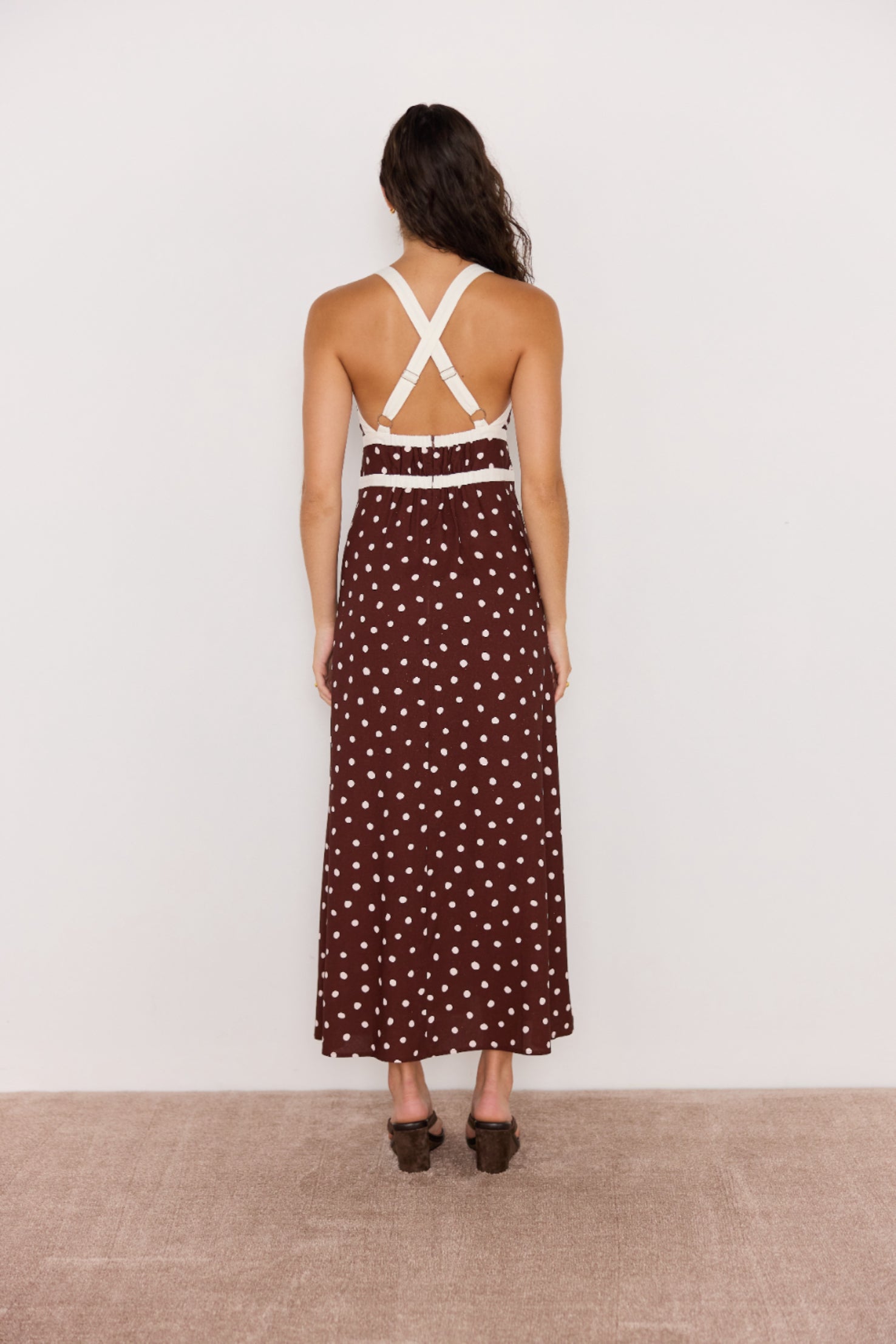 MINKPINK Cedar Cross Back Dress - Chocolate Spot