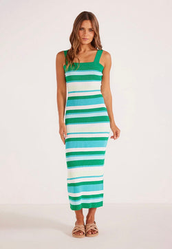 MINKPINK Kosa Striped Knit Midi Dress