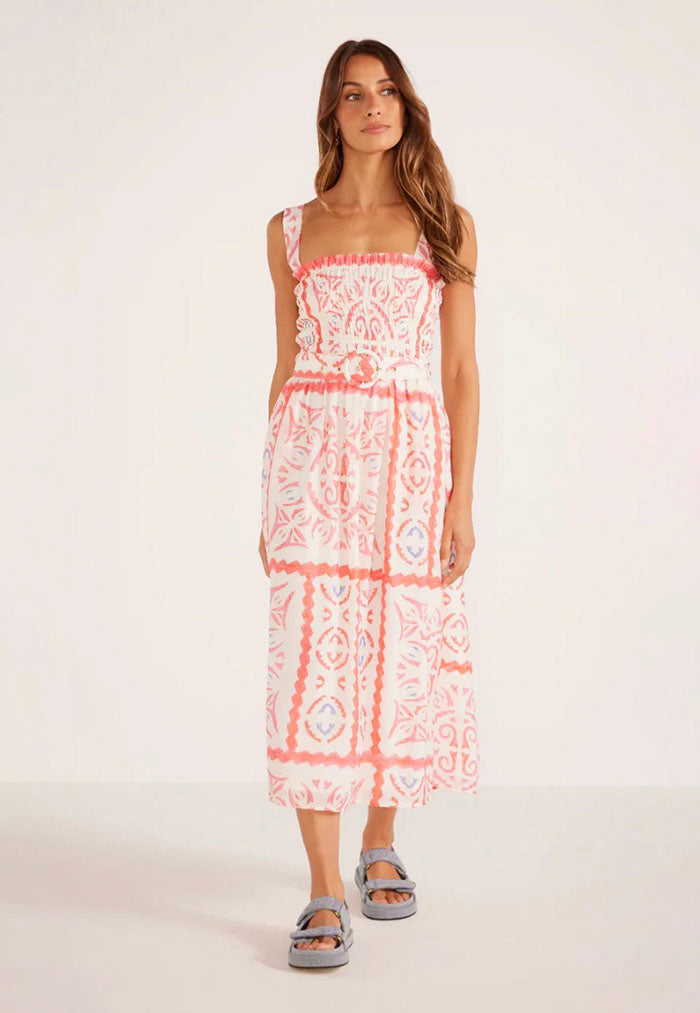 MINKPINK Lolani Shirred Midi Dress