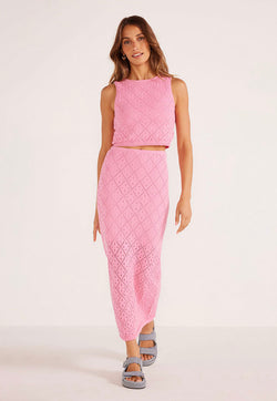 MINKPINK Solano Diamond Knit Midi Skirt