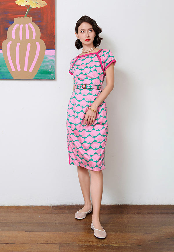 Nala Boat Neck Cheongsam - Cloud 9 Pink