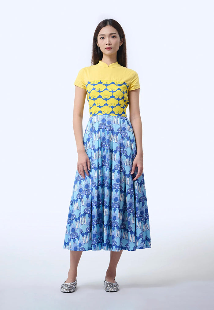 Nala Mix Cheongsam - Crystal Blossom Blue