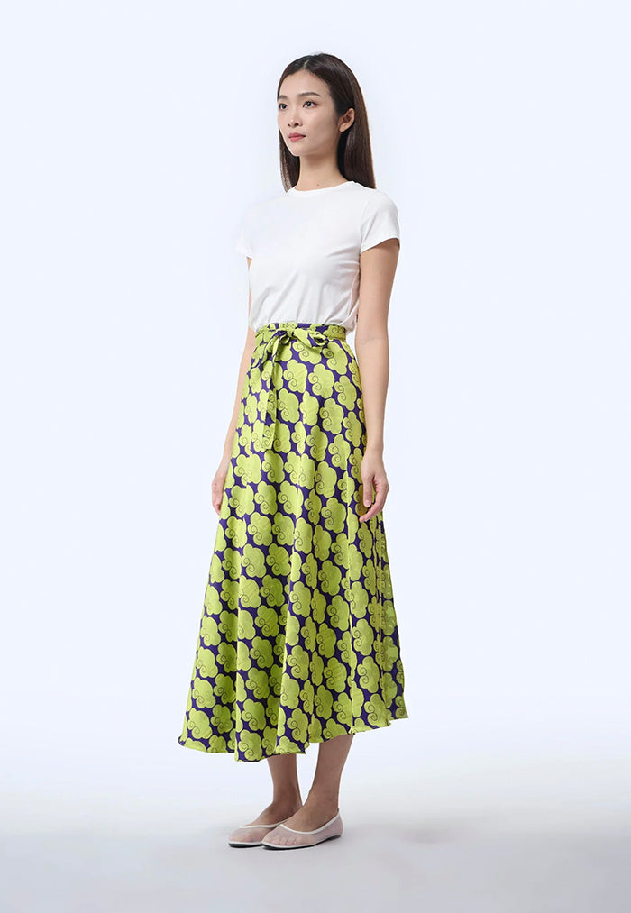 Nala Reversible Satin Polyester Wrap Skirt - Cloud 9 Yellow