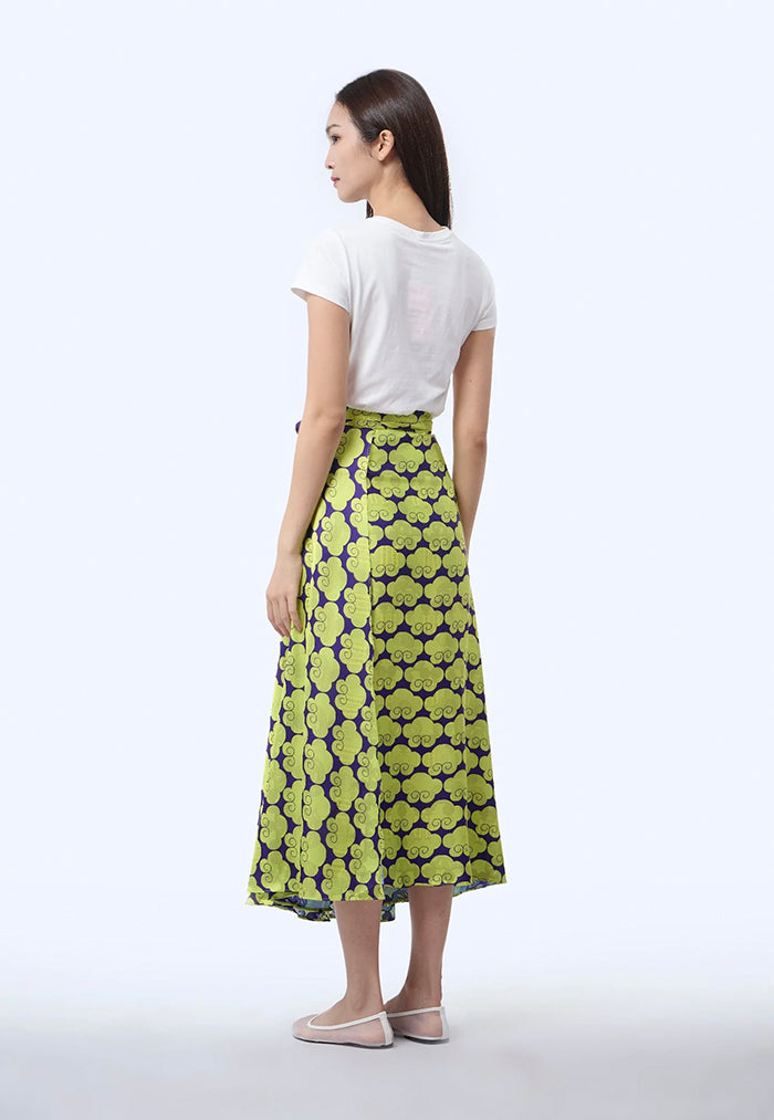 Nala Reversible Satin Polyester Wrap Skirt - Cloud 9 Yellow