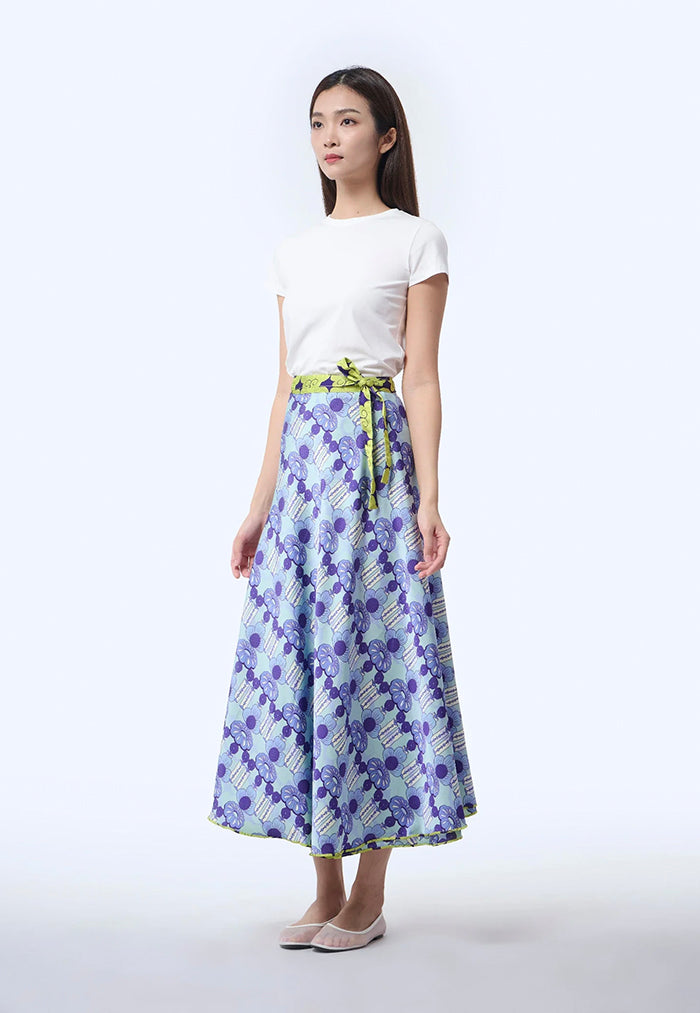 Nala Reversible Satin Polyester Wrap Skirt - Cloud 9 Yellow