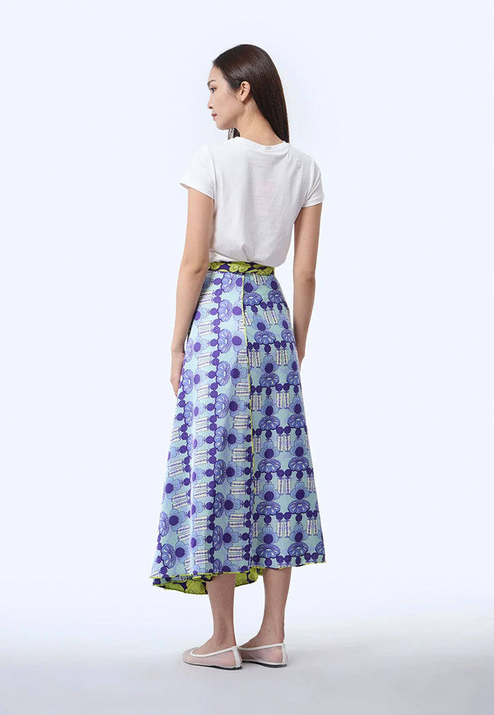 Nala Reversible Satin Polyester Wrap Skirt - Cloud 9 Yellow