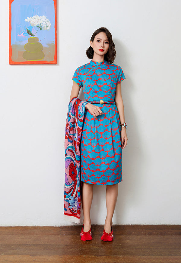 Nala Tulip Cheongsam - Cloud 9 Blue