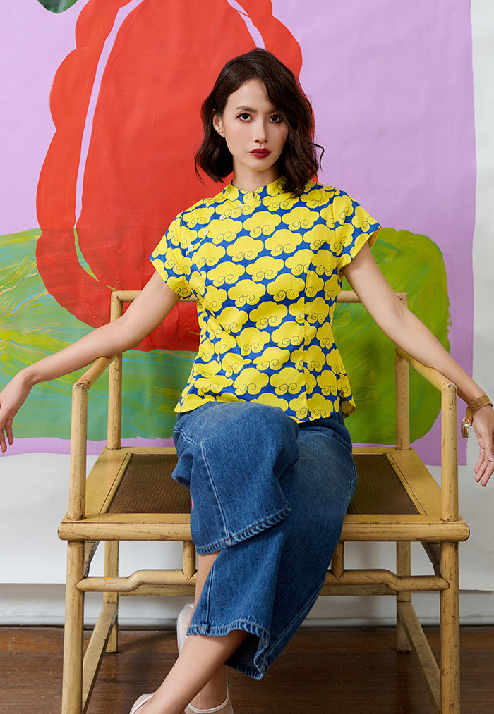 Nala Cheongsam Top - Cloud 9 Yellow