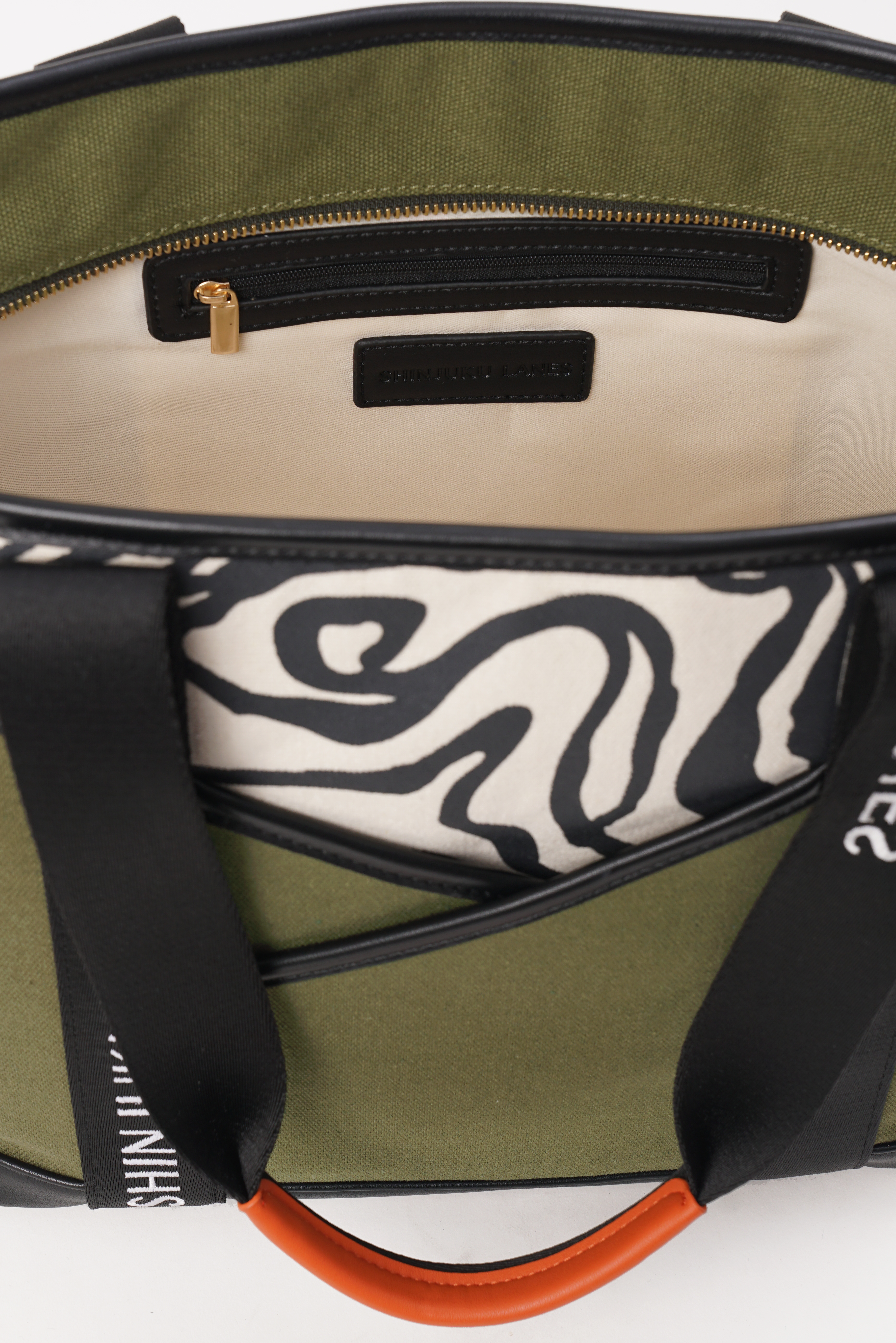 Shinjuku Lanes Origami Pocket Tote - Khaki Green Terrain Print