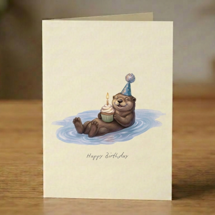 The Crimson Atelier Birthday Card - Otter