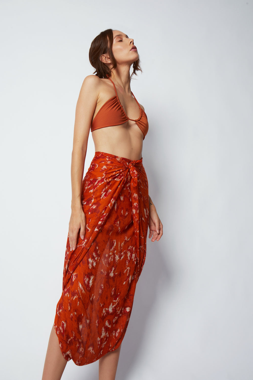 Shinjuku Lanes Matera Bamboo Sarong & Scarf - Burnt Orange