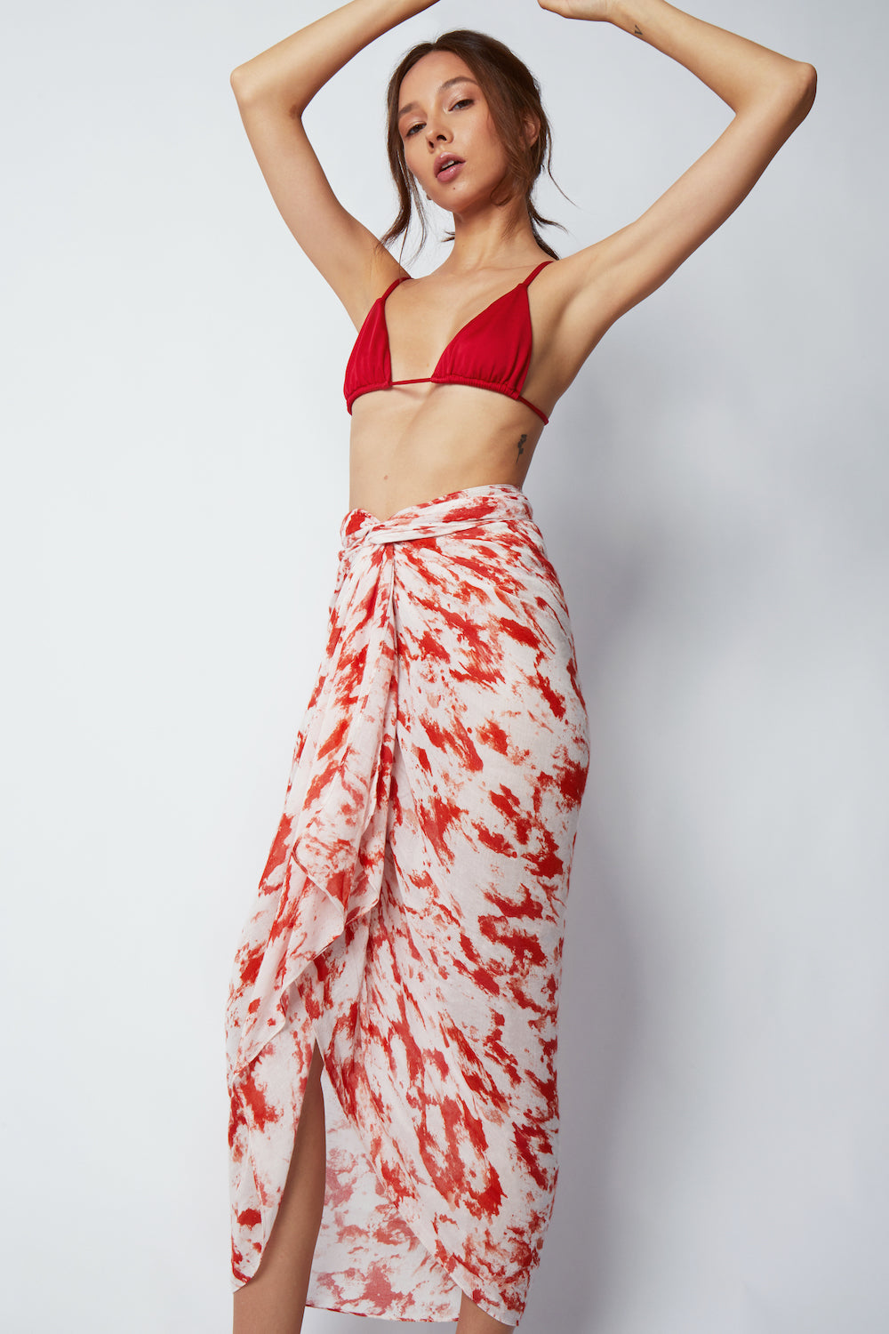 Shinjuku Lanes Matera Bamboo Sarong & Scarf - Coral Pink