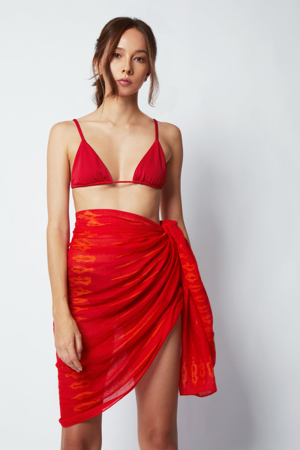 Shinjuku Lanes Rio Bamboo Sarong & Scarf - Red Fuchsia