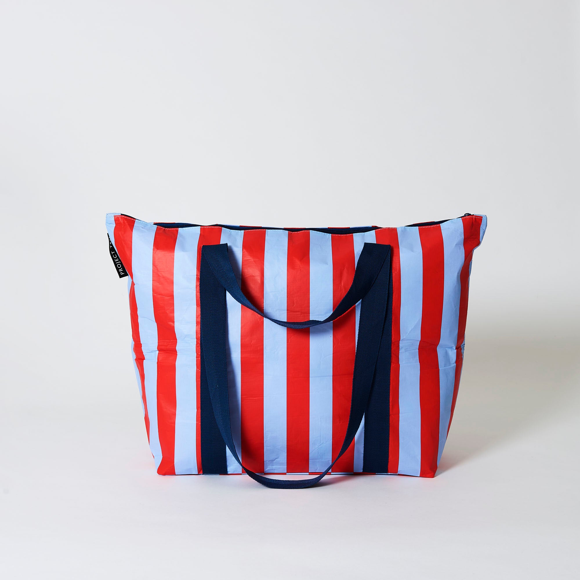 Project Ten Zip Up Medium Tote - Red Blue Stripe