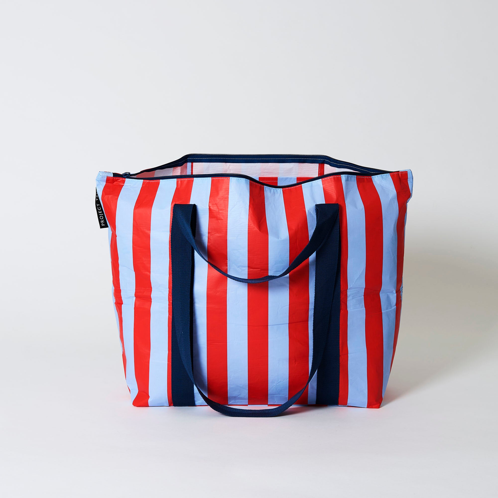 Project Ten Zip Up Medium Tote - Red Blue Stripe