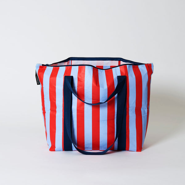 Project Ten Zip Up Medium Tote - Red Blue Stripe