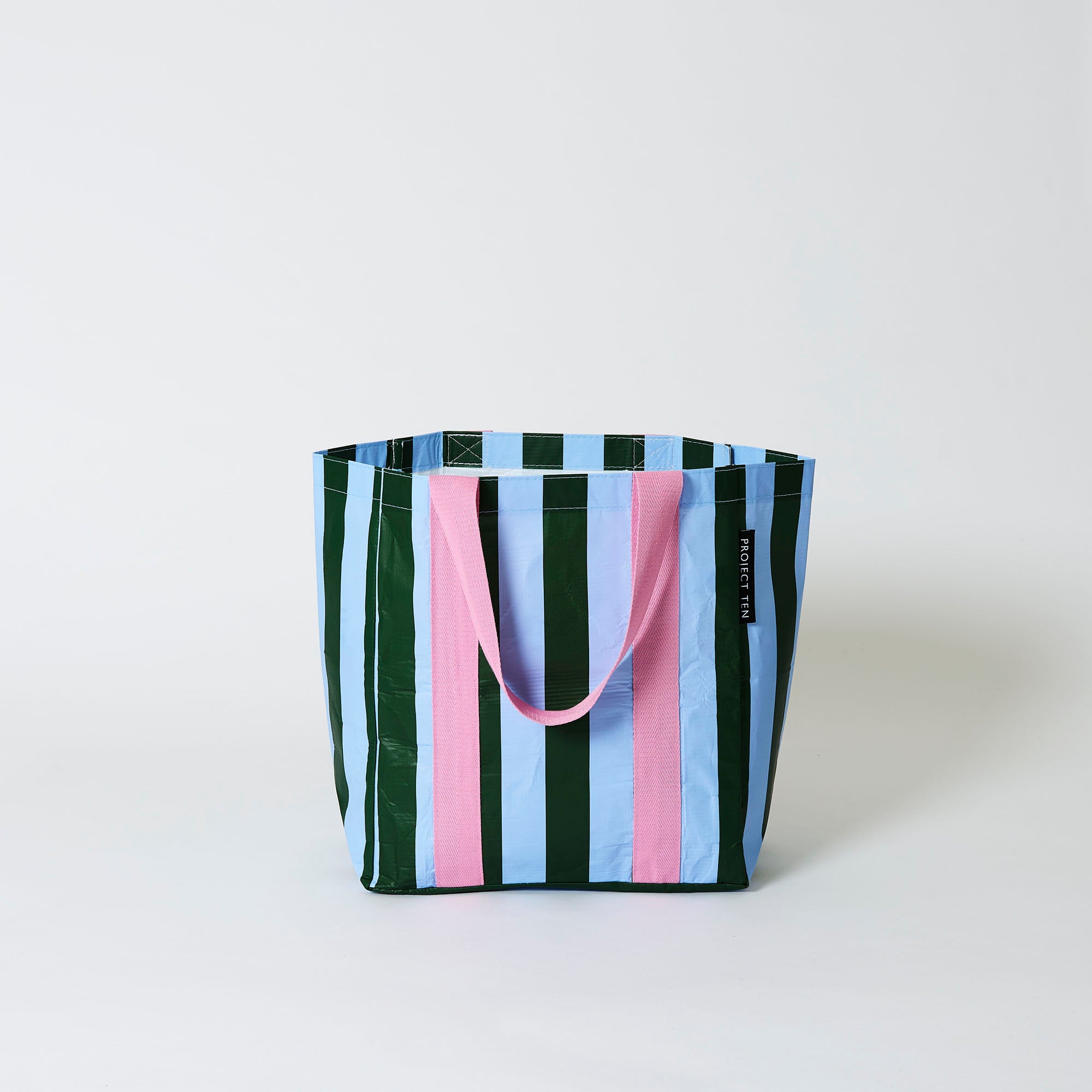Project Ten Shopper Tote - Green Blue Stripe