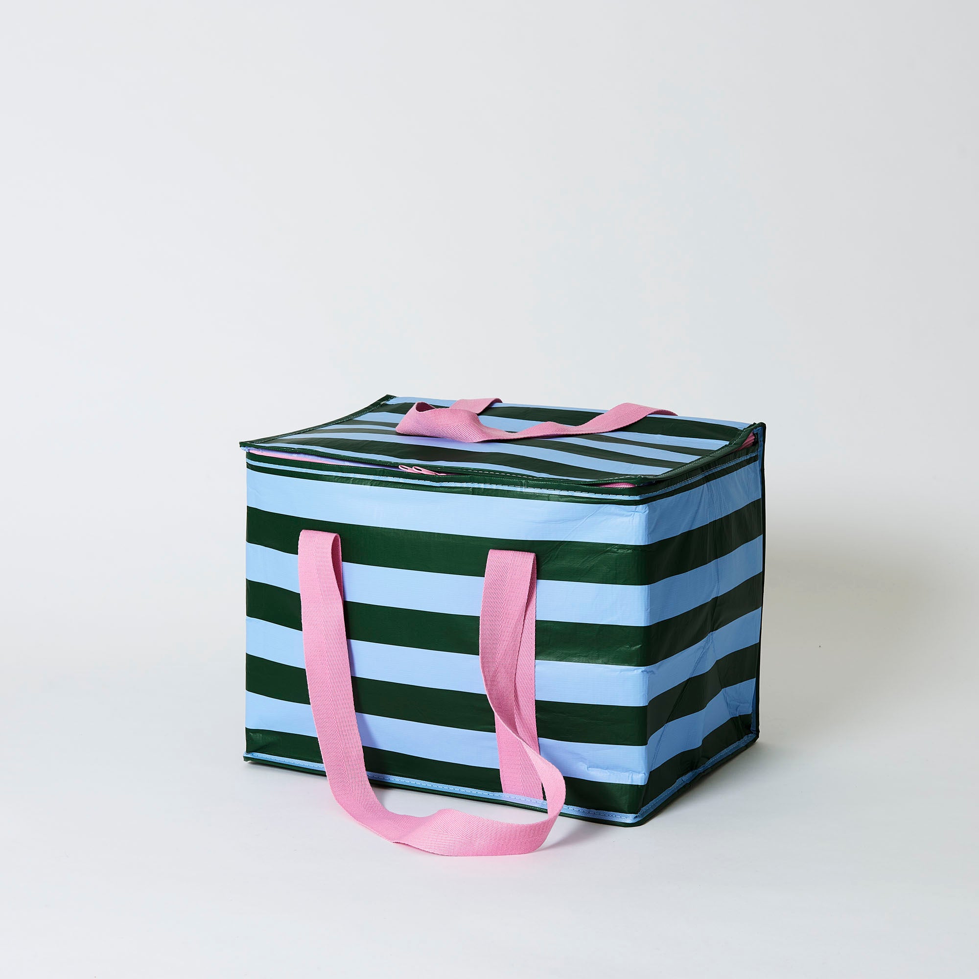 Project Ten Large Insulated Cooler Bag - Green Blue Stripe