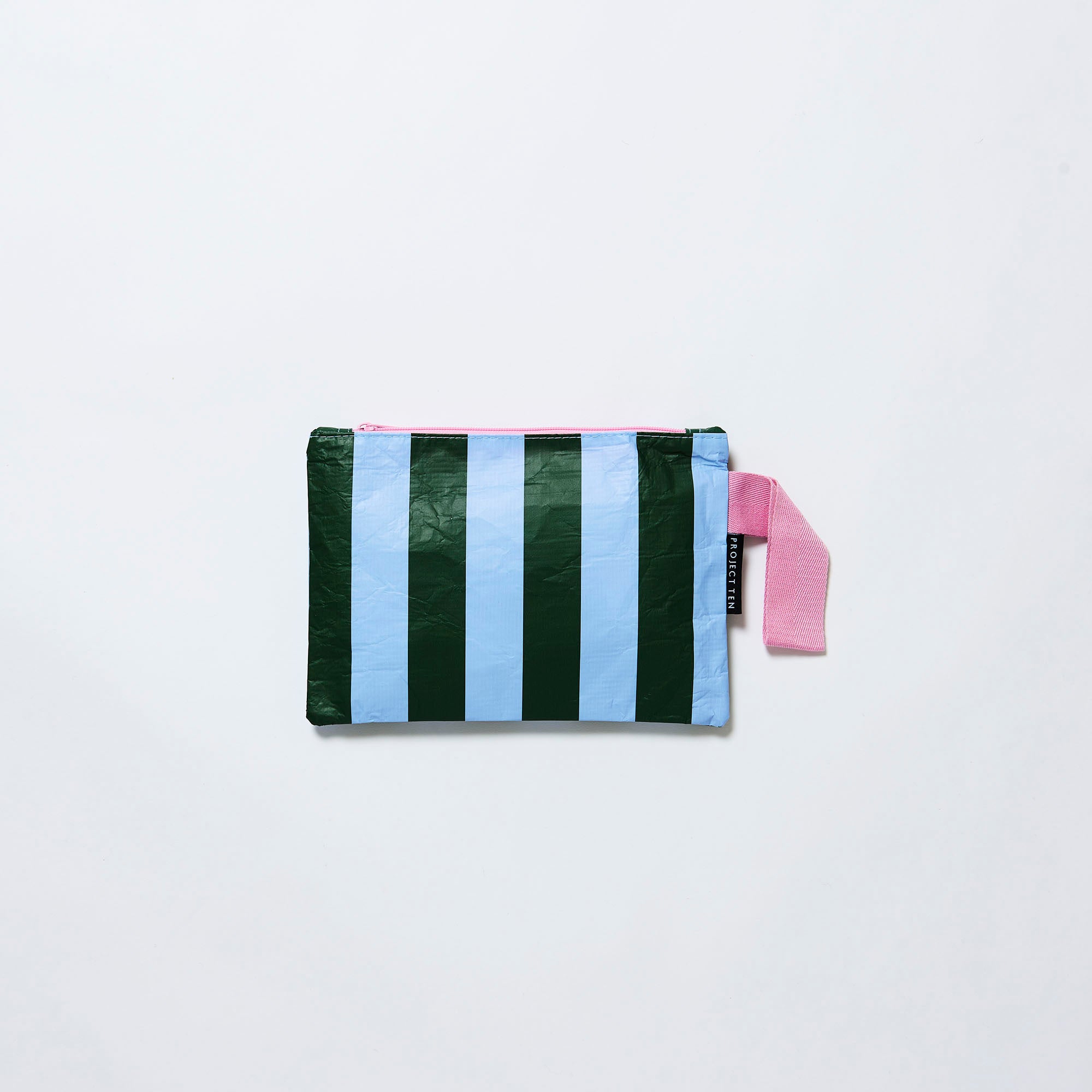 Project Ten Mini Zip Pouch - Green Blue Stripe