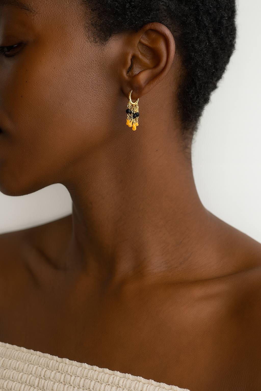 Pantala Lini Huggie Hoop Earrings - Feather