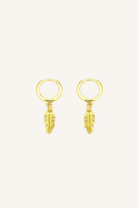 Image 17: Pantala Lini Huggie Hoop Earrings - Long Leaf