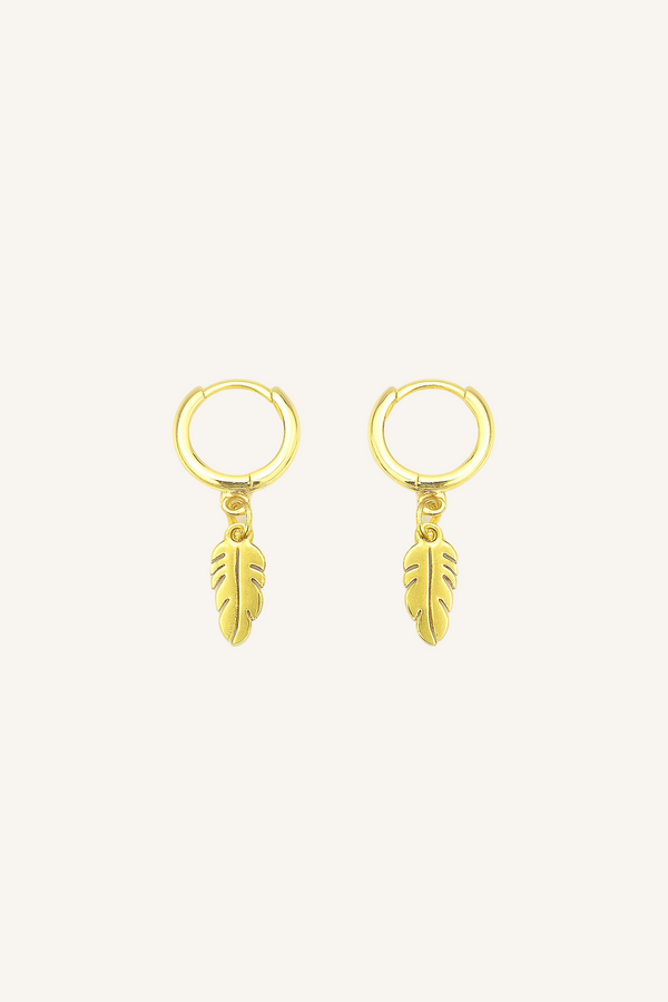 Pantala Lini Huggie Hoop Earrings - Long Leaf