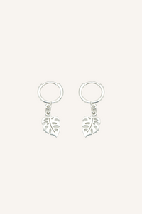 Image 11: Pantala Lini Huggie Hoop Earrings - Tropical Leaf