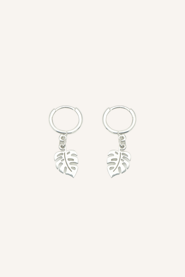 Pantala Lini Huggie Hoop Earrings - Tropical Leaf