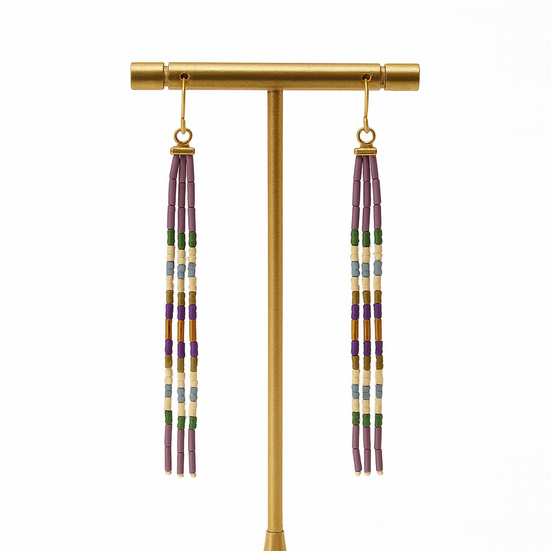 Pantala Cali 4 Strand Earrings - Purple