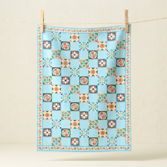 The Crimson Atelier Tea Towel - Peranakan Tiles