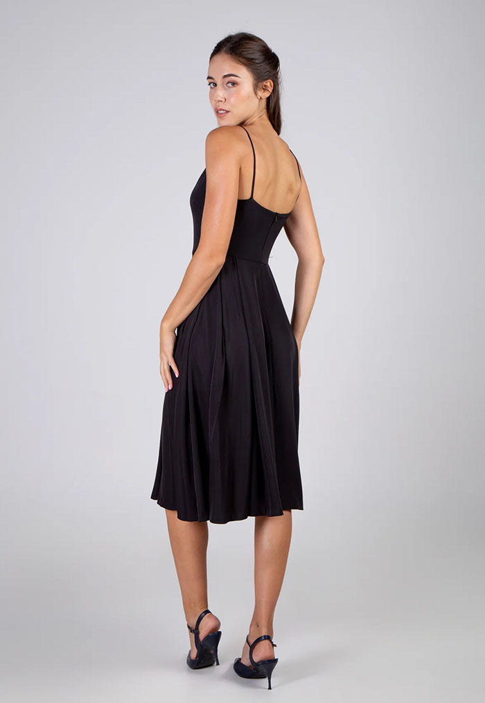 Rosylee Pleated Midi Dress - Black