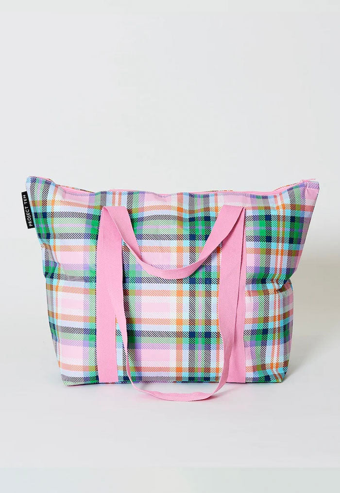 Project Ten Zip Up Medium Tote - Plaid