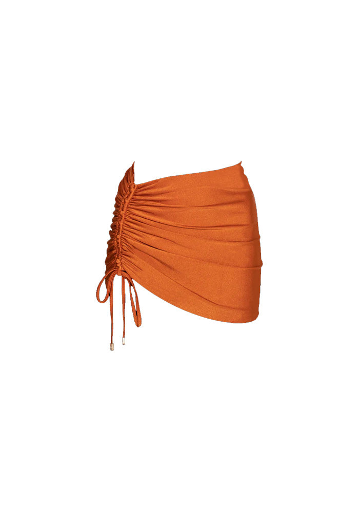 HÁI Ruched Drawstring Mini Skirt - Peruvian Amber