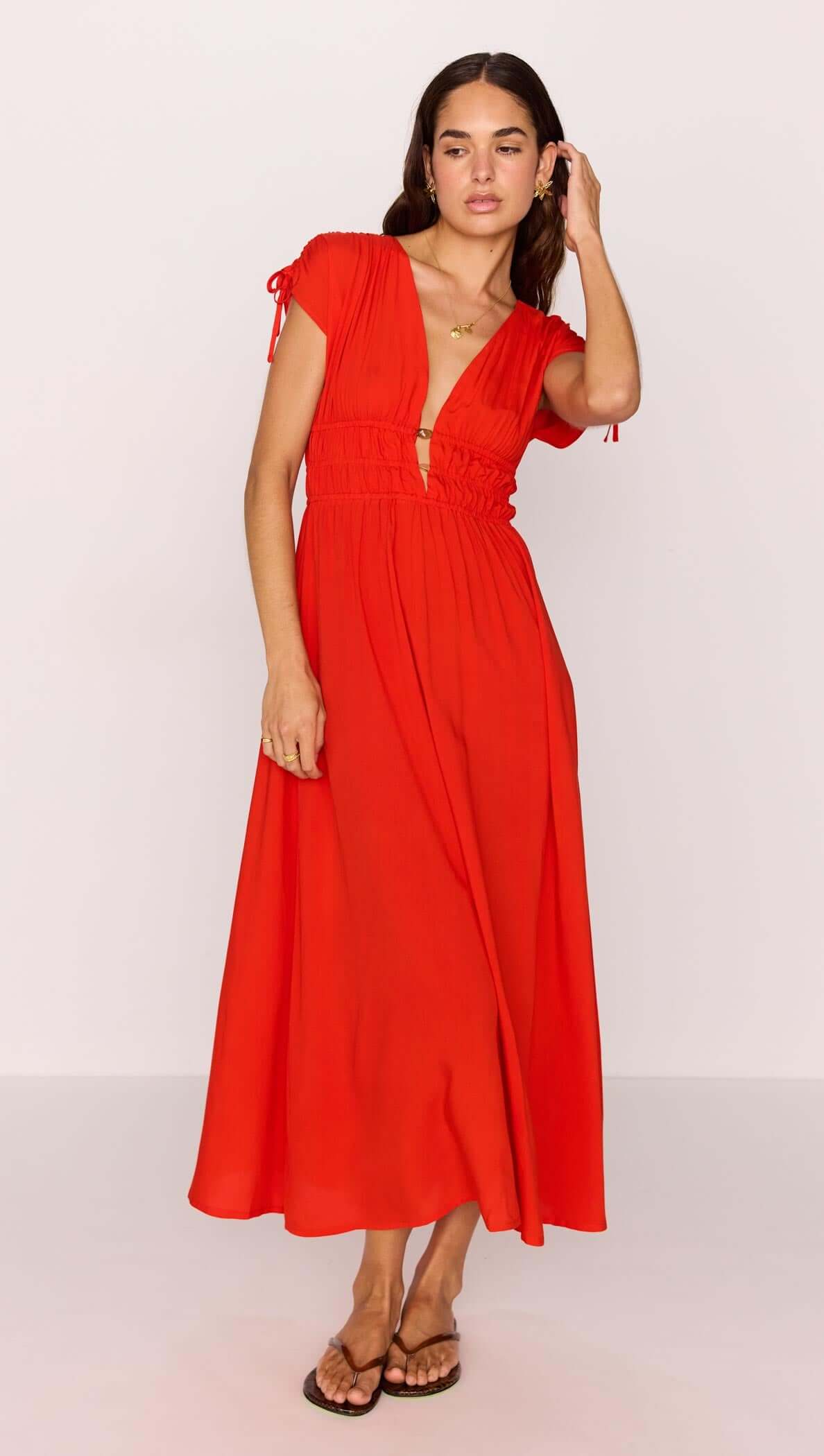 MINKPINK Scarlett V-neck Midi Dress