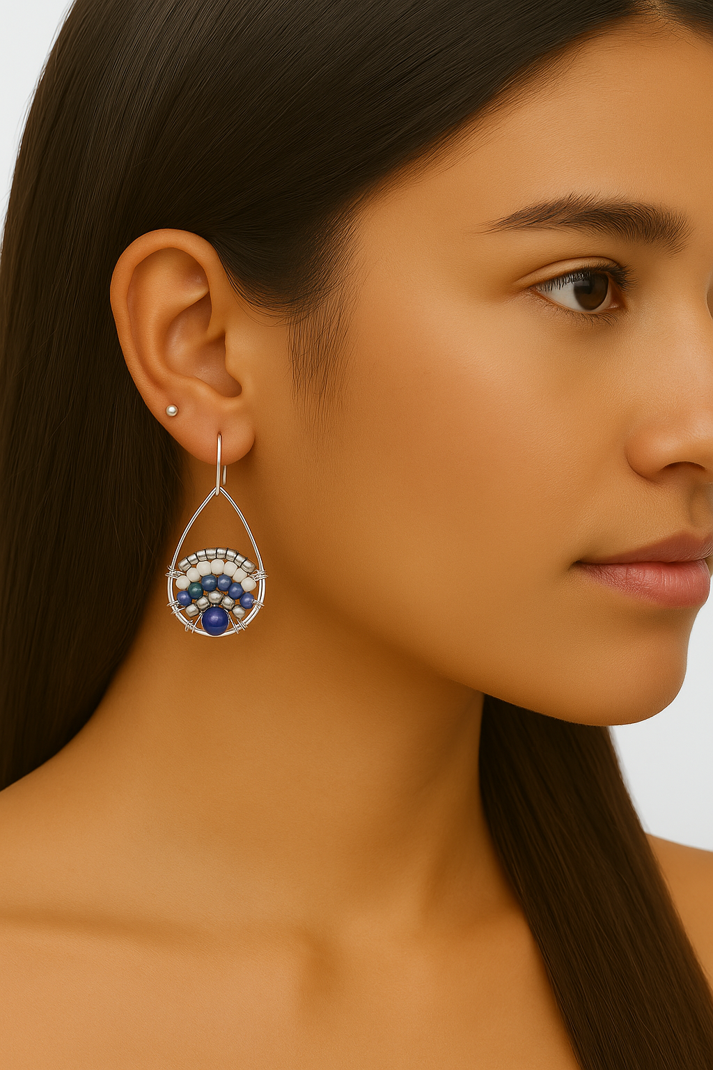 Pantala Teardrop Earrings - Navy