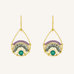 Pantala Teardrop Earrings - Gold / Green