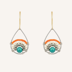 Pantala Teardrop Earrings - Orange / Teal