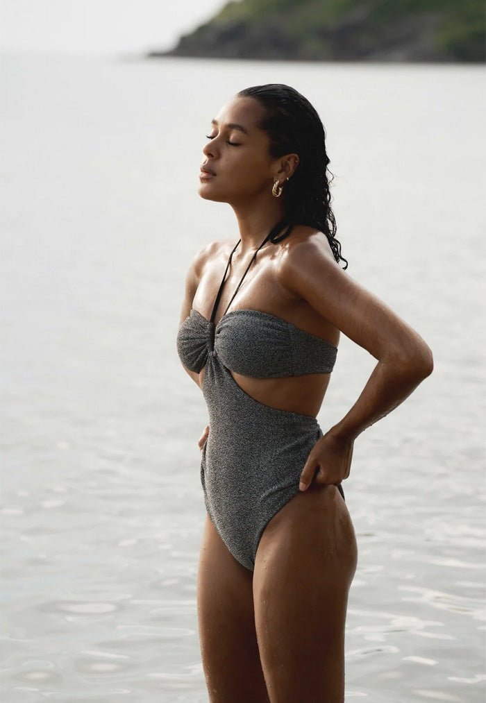 HÁI The Island Halter One Piece Swimsuit - Heather Silver