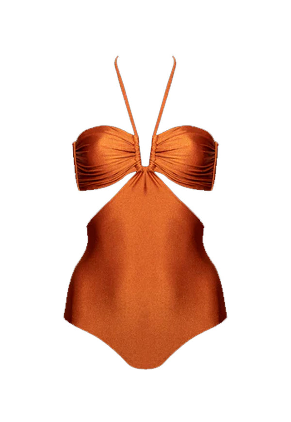 HÁI The Island Halter One Piece Swimsuit - Peruvian Amber