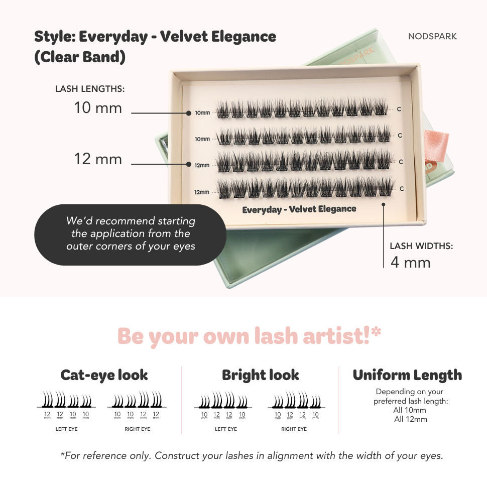 Nodspark - Everyday Velvet Elegance (Clear Band) Lazy Lashes