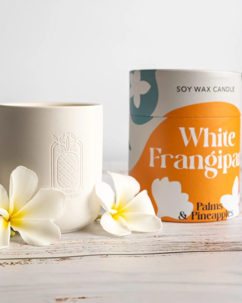 Palms & Pineapple Ceramic Tropical Candle - Frangipani