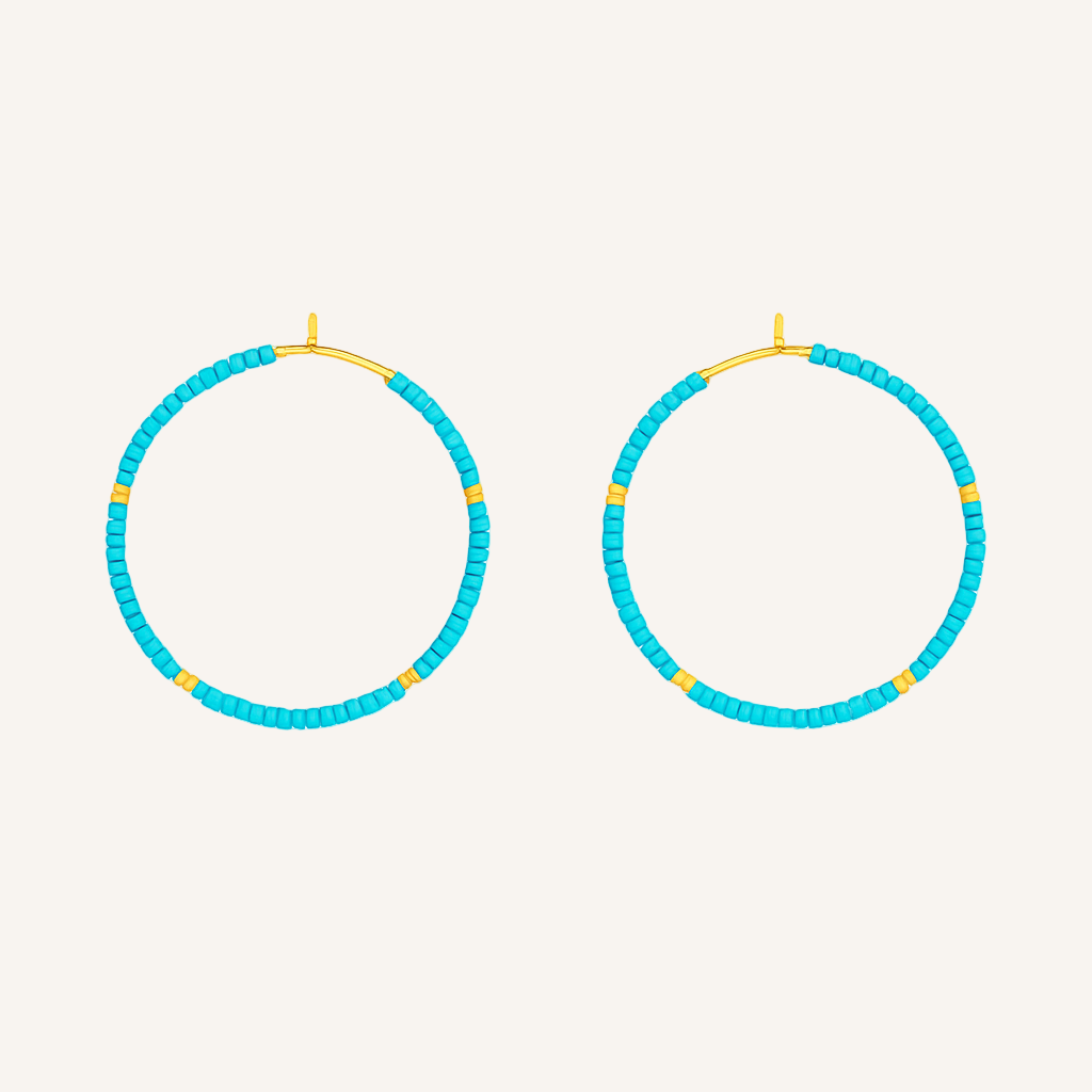 Pantala Yantra Beaded Hoops - Turquoise