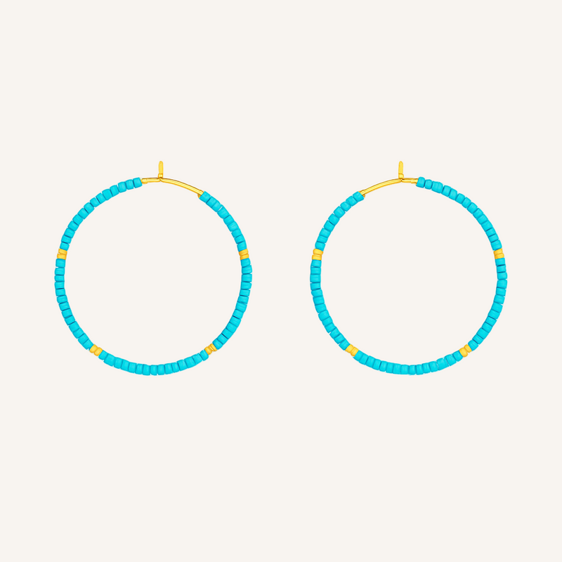Pantala Yantra Beaded Hoops - Turquoise