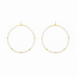 Pantala Yantra Beaded Hoops - White
