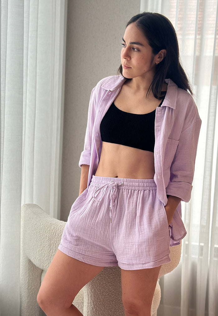 Apostrophe The Label Tulum Shirt and Shorts Set - Lilac