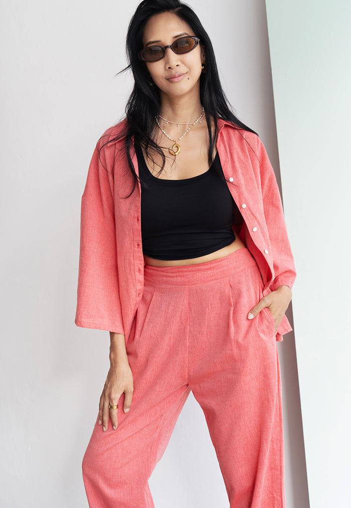 Apostrophe The Label Tuscany Linen Pants Set - Red