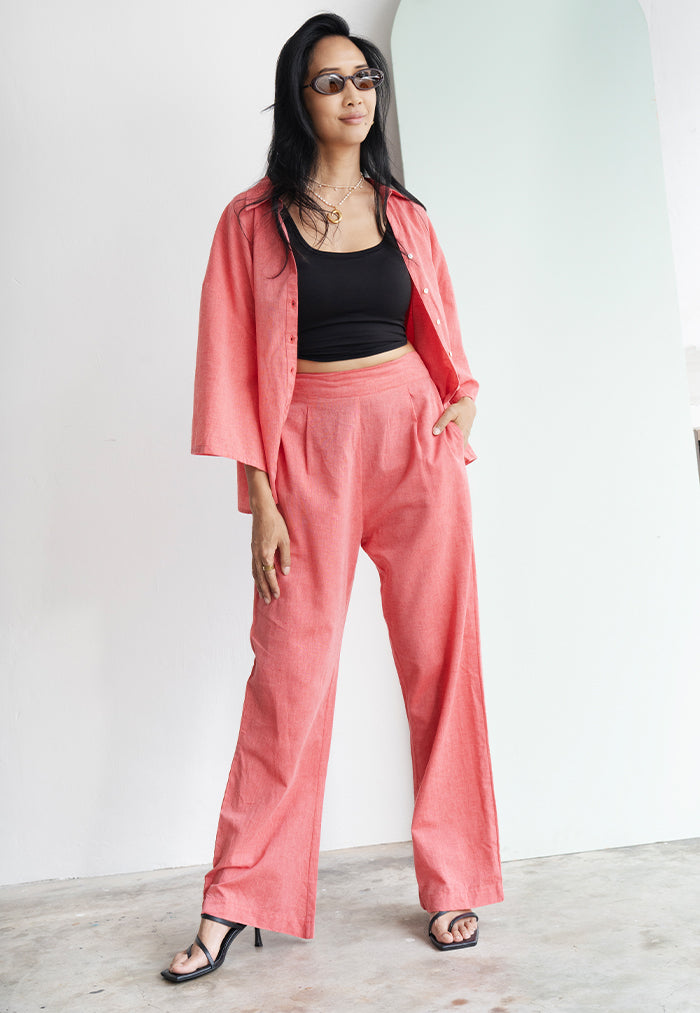 Apostrophe The Label Tuscany Linen Pants Set - Red