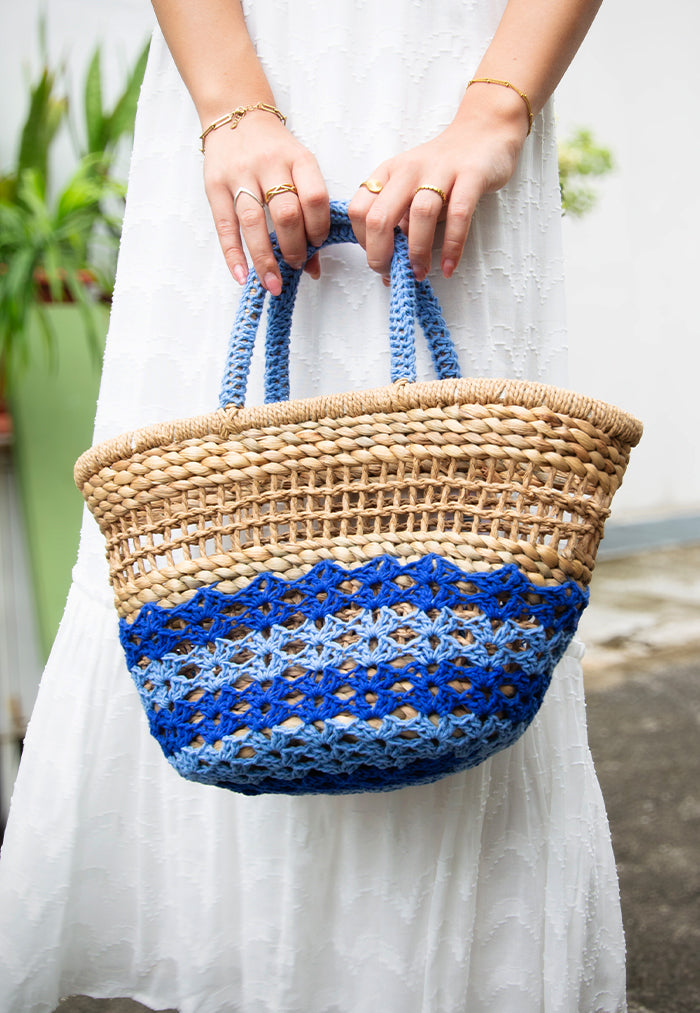 BaeBeeBoo Wobbleblobbe Rattan Bag - Blue